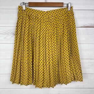 Darling UK‎ Silky Pleated Lined Skirt Gold Purple Polka Dot EUC M